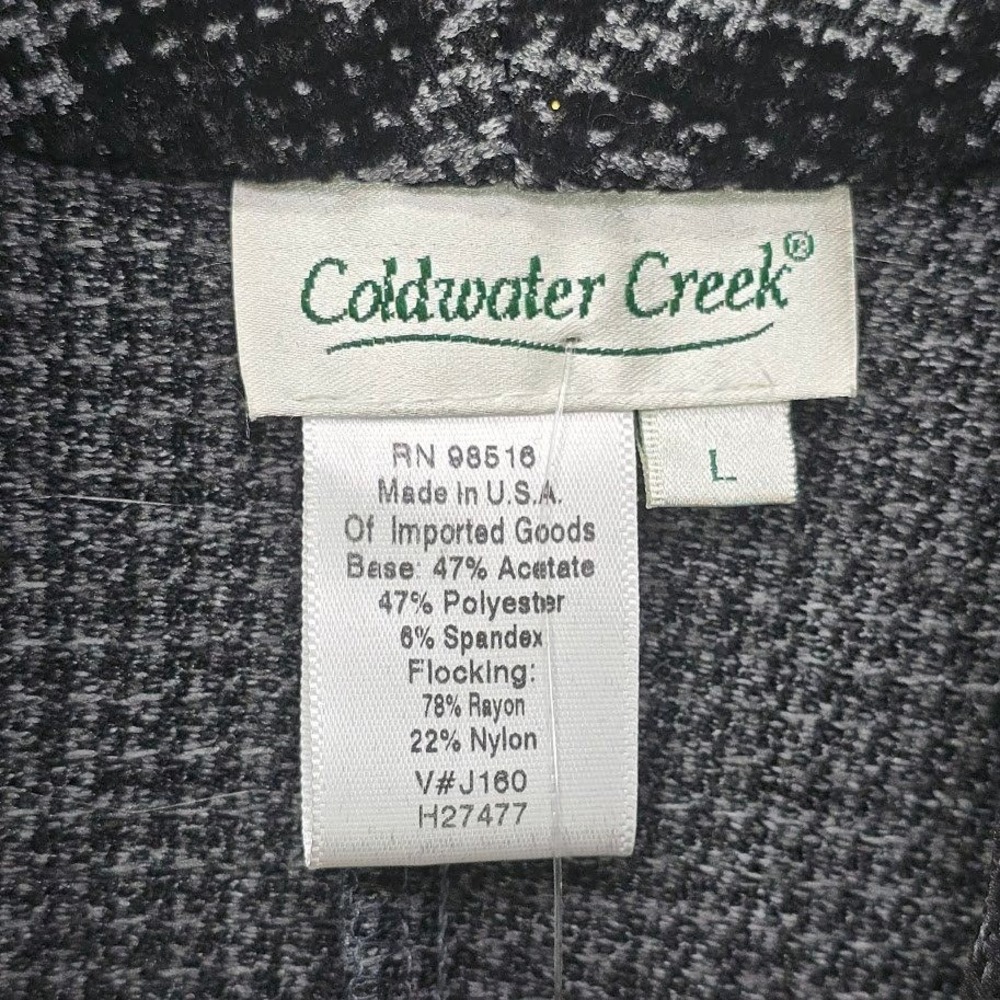 NWT Coldwater Creek Open Front Cardigan L Black Gray Houndstooth Deadstock USA - Picture 2 of 8
